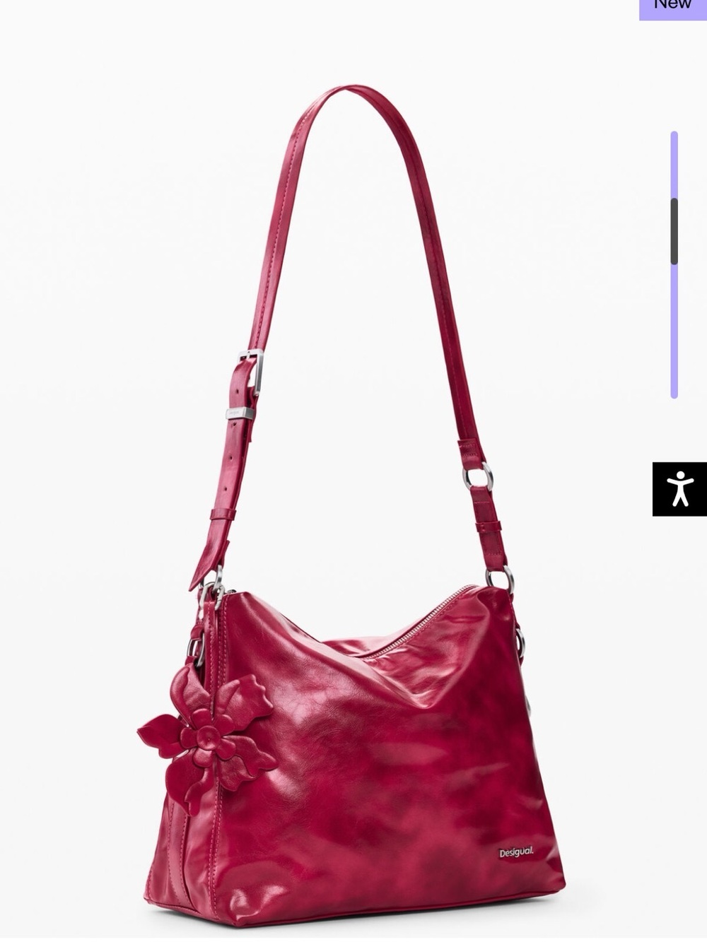 Desigual Medium Shoulder Bag with Floral Charm NWT
